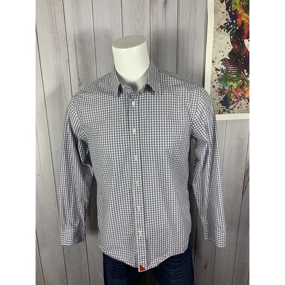 Untuckit Men’s Dress Shirt Long Sleeve Button Up Gray Check Size Large Cotton - Picture 3 of 12